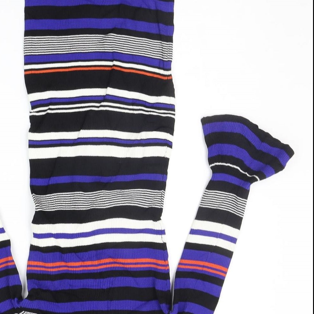 Miss Selfridge Womens Blue Striped A-Line Size 10