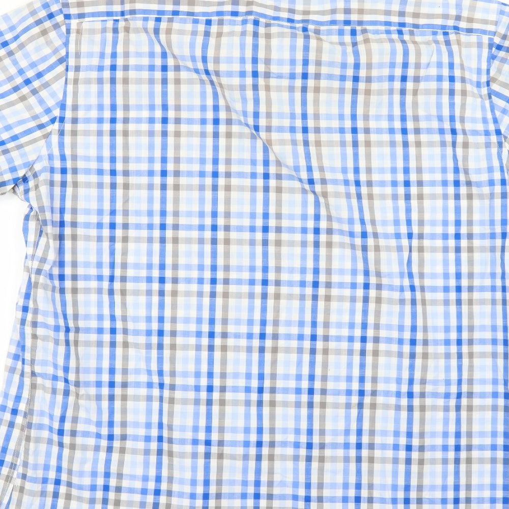 dos galgos Mens Blue Check Dress Shirt