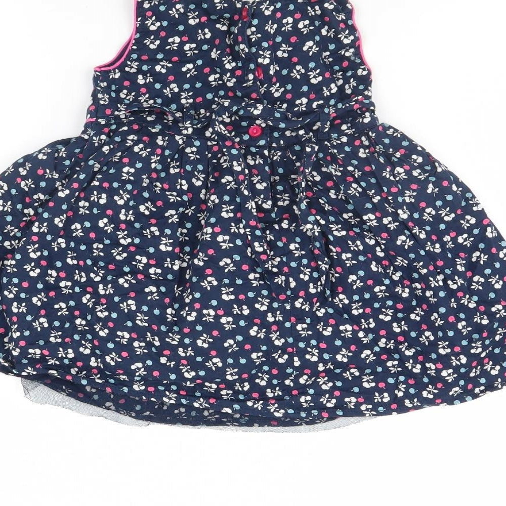 Monsoon Girls Blue Polka Dot Fit & Flare Size 6-9 Months