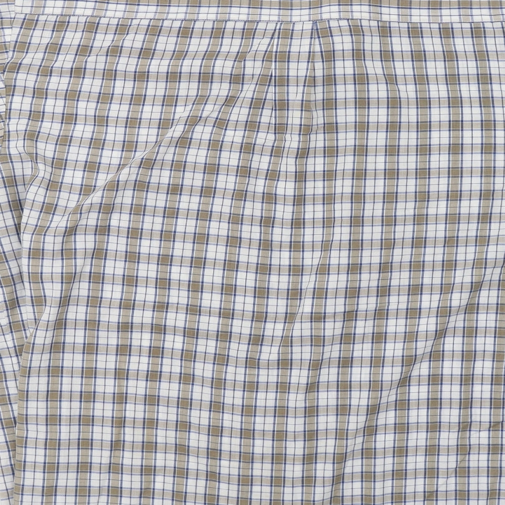 Basic Editions Mens Beige Check Button-Up Size L