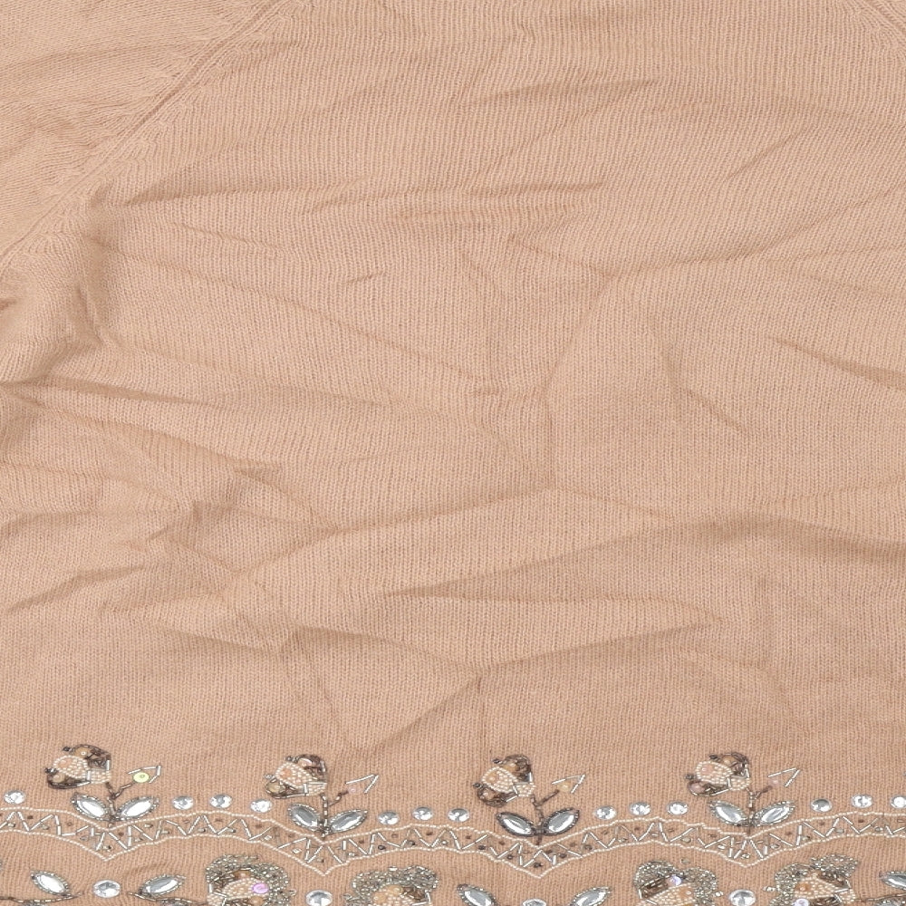 Kavri Womens Beige Pullover Jumper Size L - Embellished