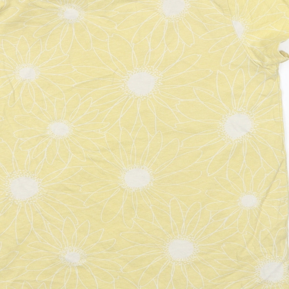 Nutmeg Girls Yellow Floral Basic T-Shirt Size 7-8 Years