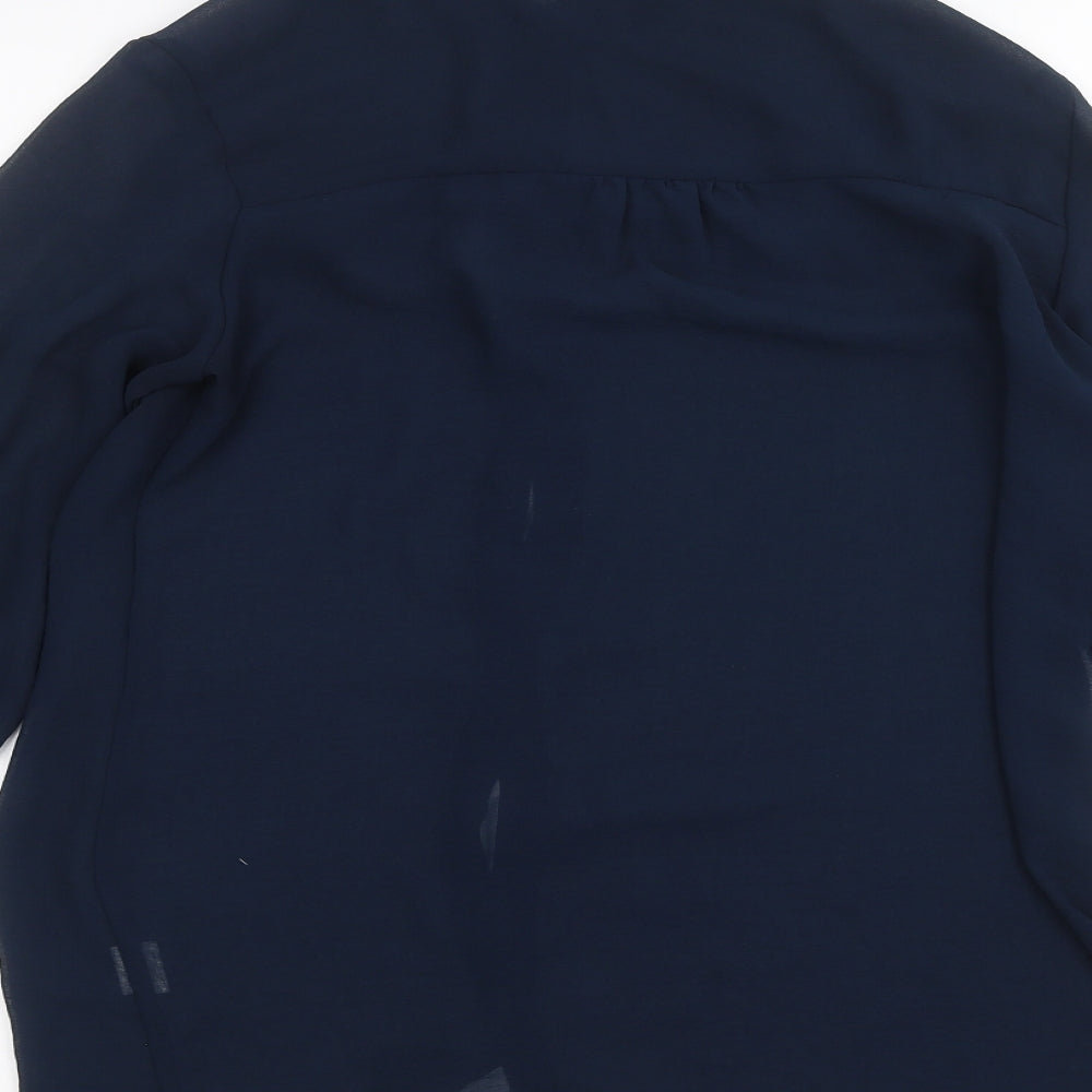 Atmosphere Womens Blue Basic Button-Up Size 8