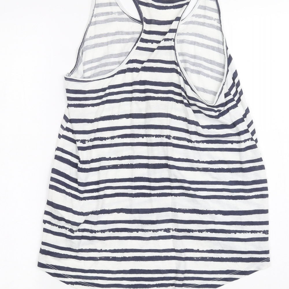 New Look Womens White Striped Basic Tank Size 8