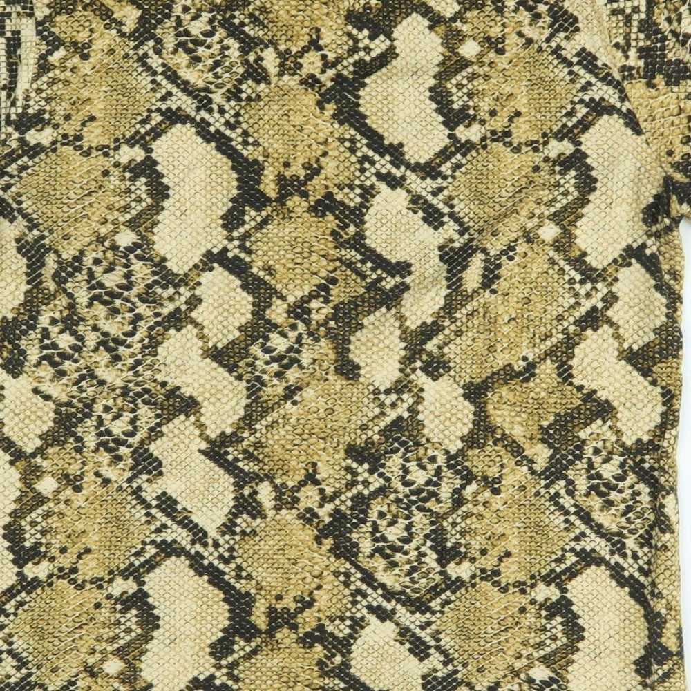 H&M Womens Gold Animal Print Basic T-Shirt Size XS