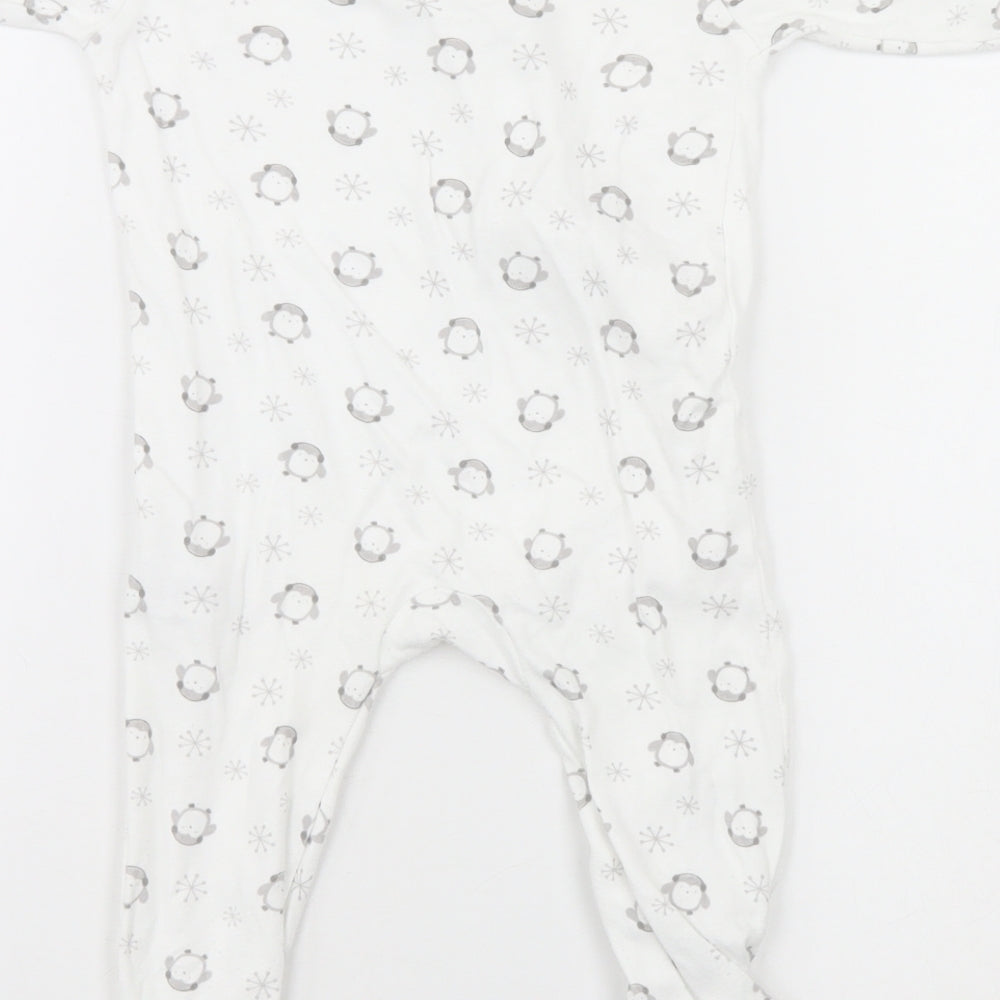 Nutmeg Baby White Animal Print Babygrow One-Piece Size 9-12 Months - Penguins
