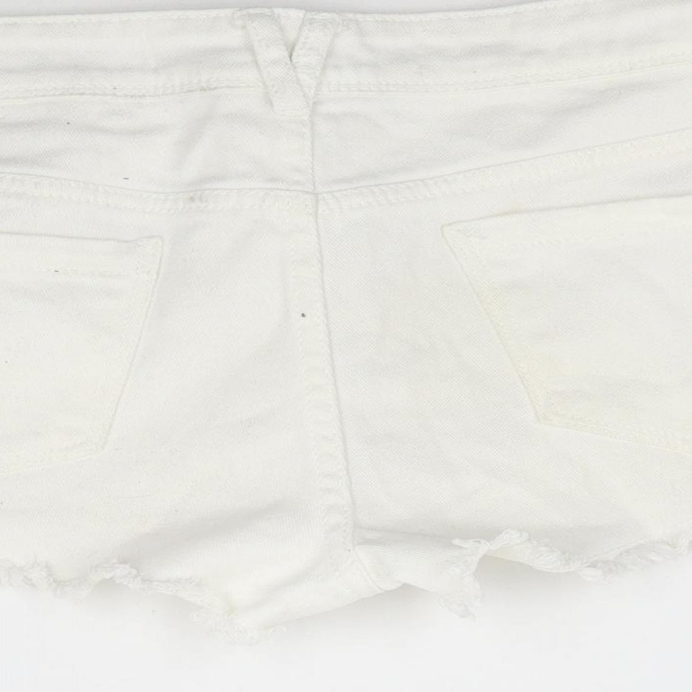 Denim Co. Womens White Denim Cut-Off Shorts Size 8