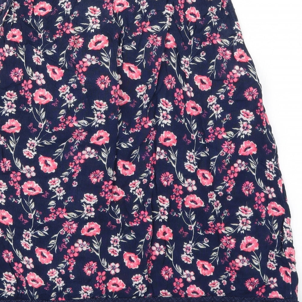 BHS Womens Blue Floral Basic Tank Size 12 - Pink Flowers