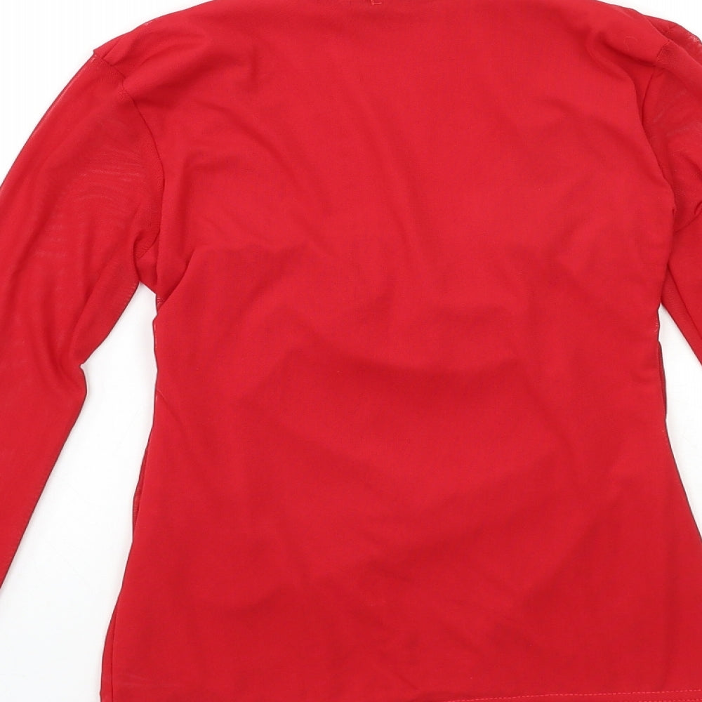 Boohoo Womens Red Basic Blouse Size 6