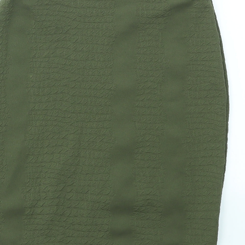 PRETTYLITTLETHING Womens Green A-Line Skirt Size 4 - stretch waistband