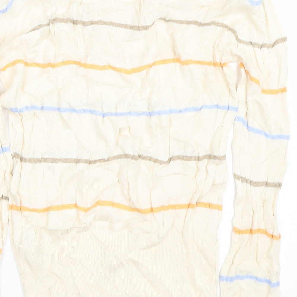 Marks & Spencer Womens Beige Striped Pullover Jumper Size S