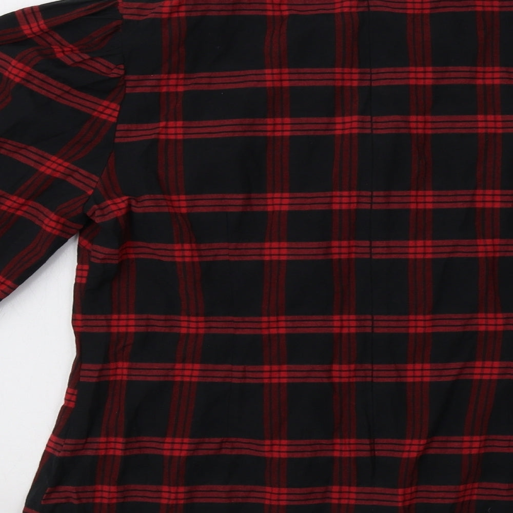BE VERY Womens Red Check Pullover Sweatshirt Size 14