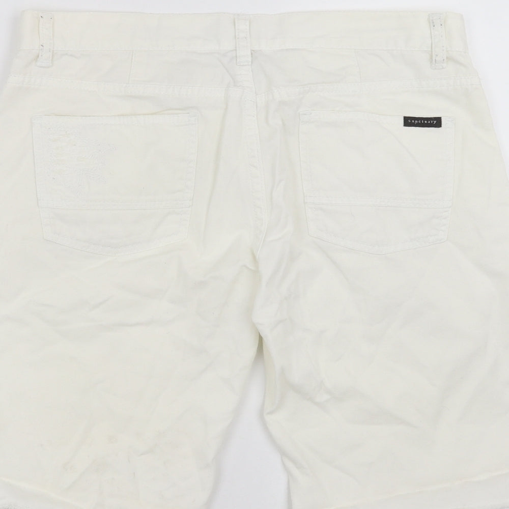 Sanctuary Womens Ivory Denim Cut-Off Shorts Size 31 in - distressed