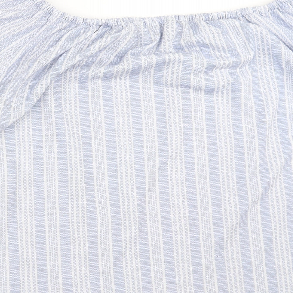 George Womens Blue Striped Basic Blouse Size 18