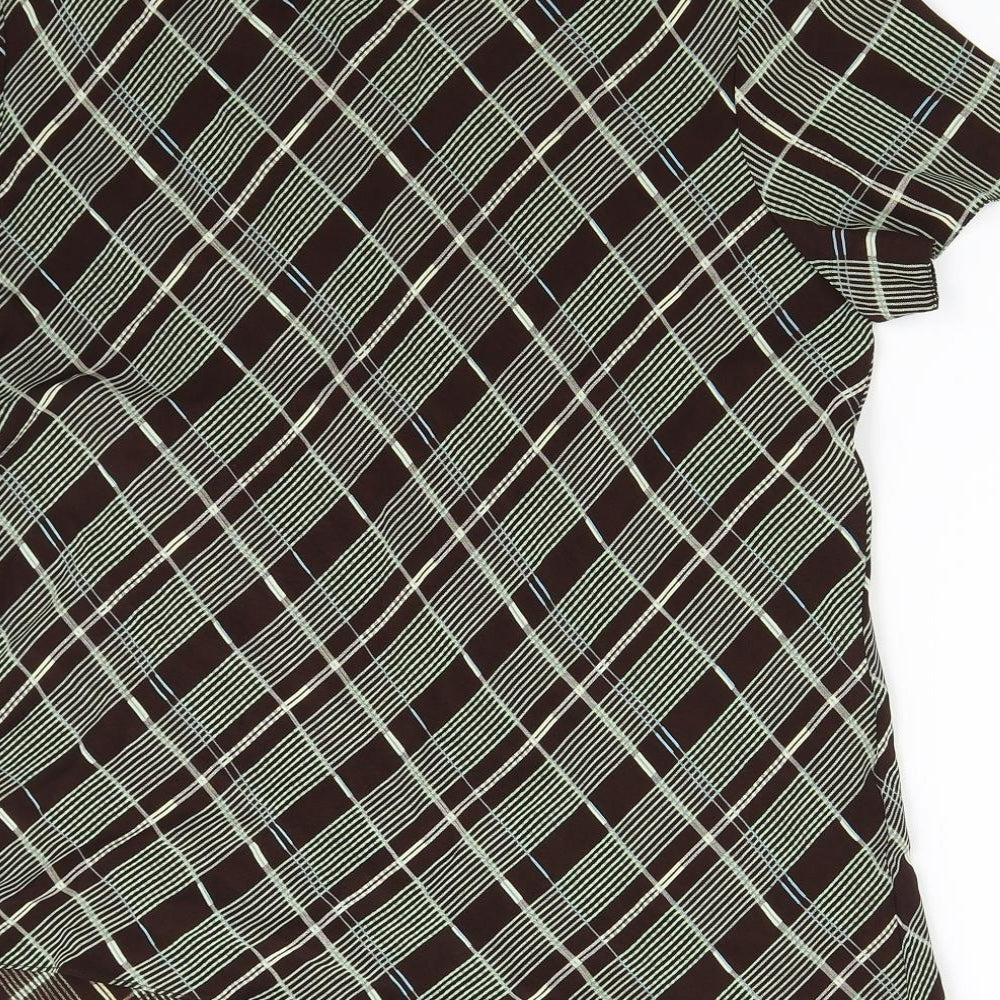Richards Womens Brown Check Basic Blouse Size 16