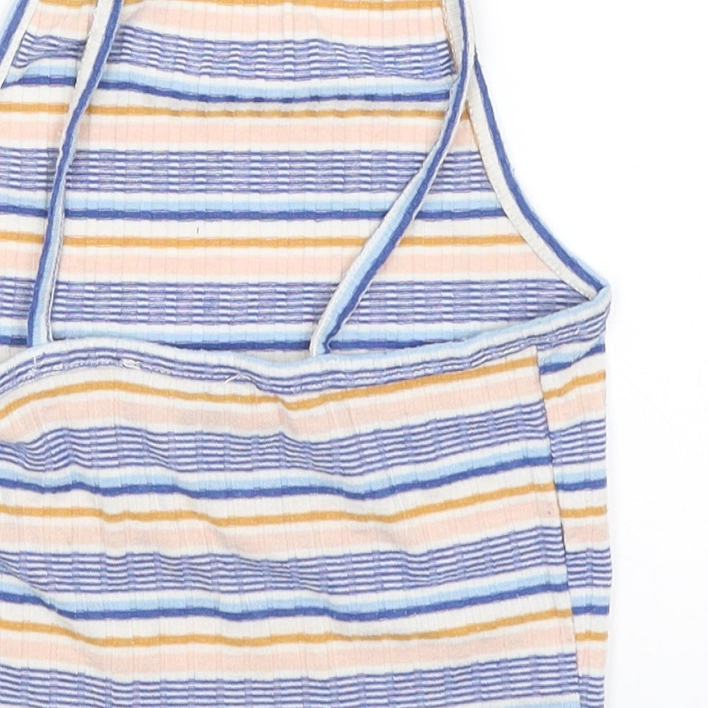 New Look Womens Blue Striped Cropped Tank Size 6