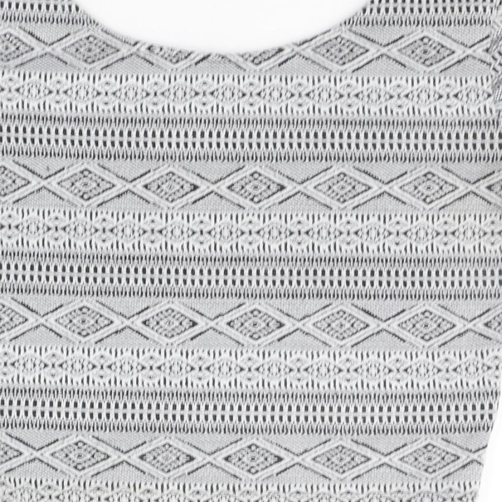 Divided Womens Grey Geometric Basic Blouse Size S