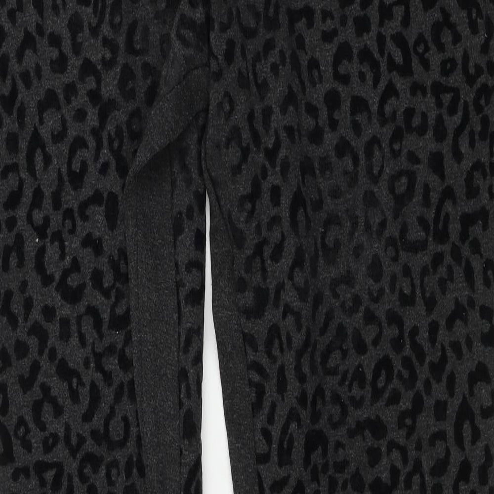 Marks & Spencer Womens Grey Animal Print Trousers Size 18 L28 in