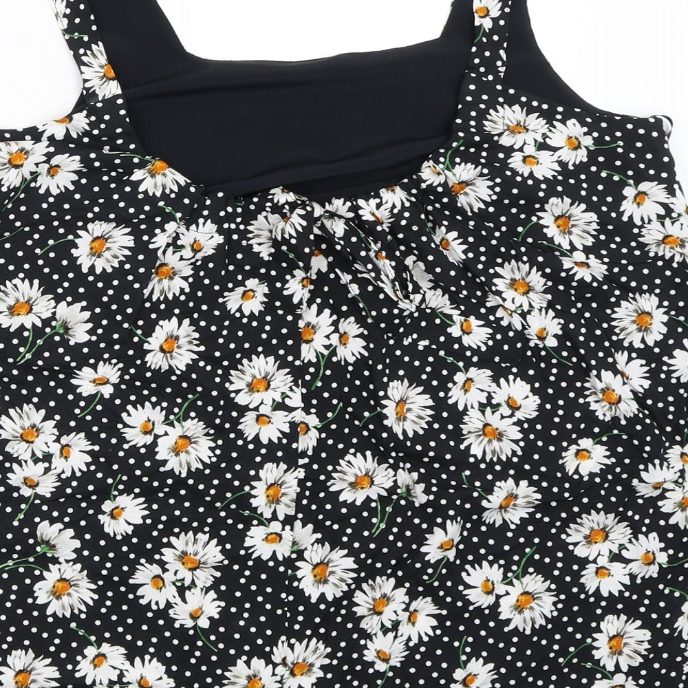 Dorothy Perkins Womens Black Floral Basic Blouse Size 10