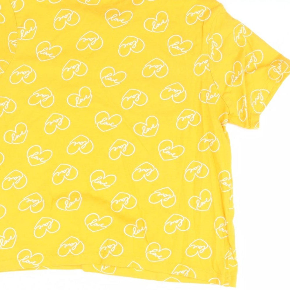 Primark Womens Yellow Cropped T-Shirt Size S
