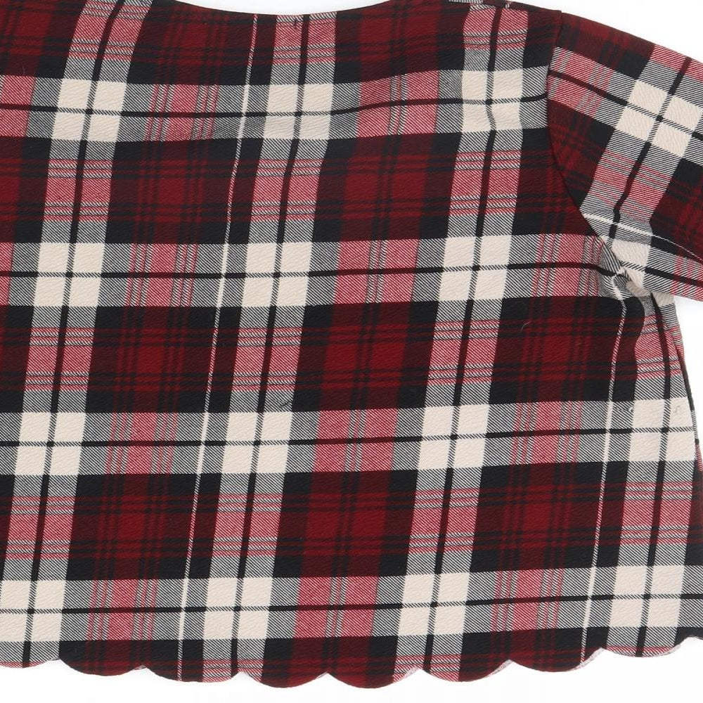 Cameo Rose Womens Red Check Basic Blouse Size 10