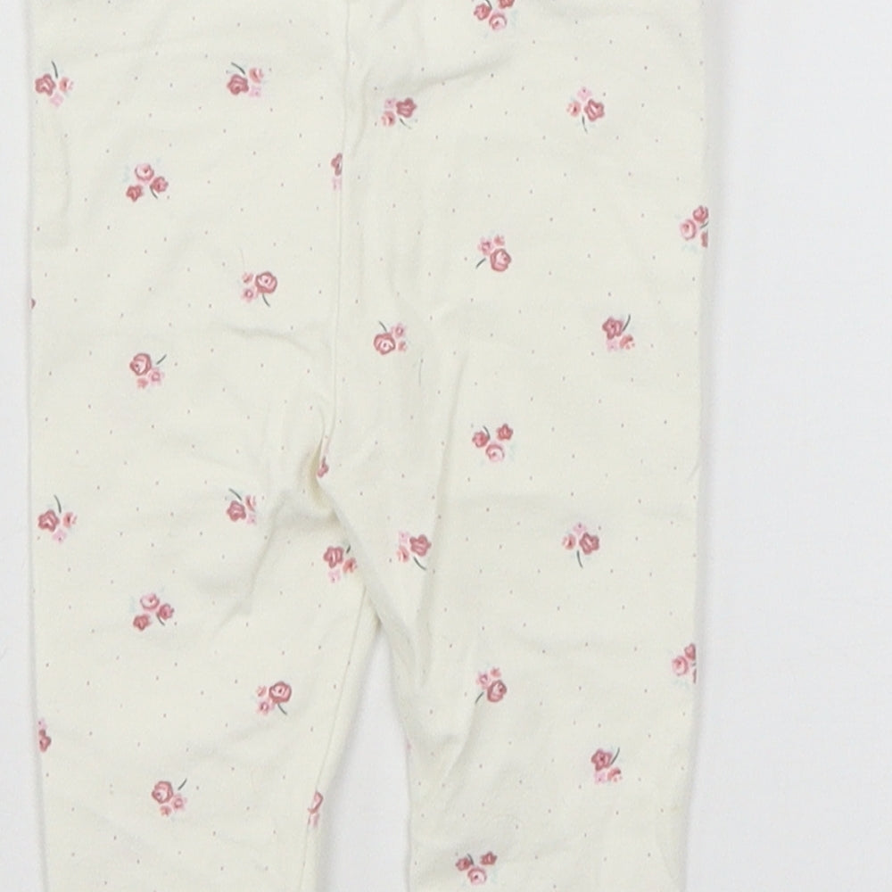 TU Girls Ivory Floral Jersey Jogger Trousers Size 3-6 Months