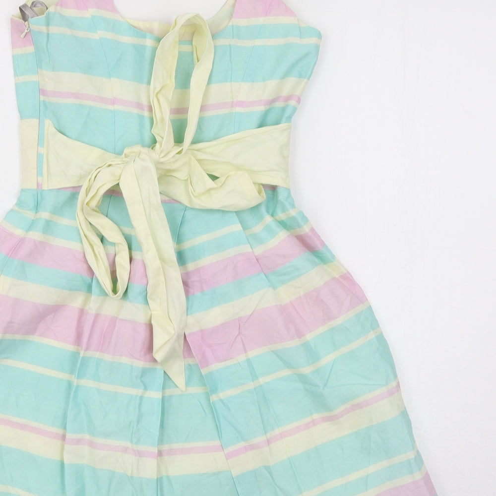Red Herring Womens Multicoloured Striped Skater Dress Size 6
