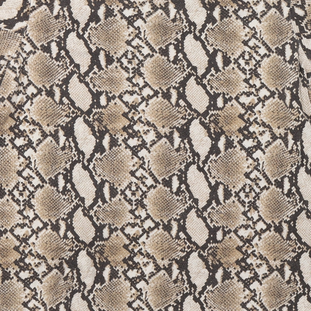 Bershka Womens Beige Animal Print Basic Blouse Size M