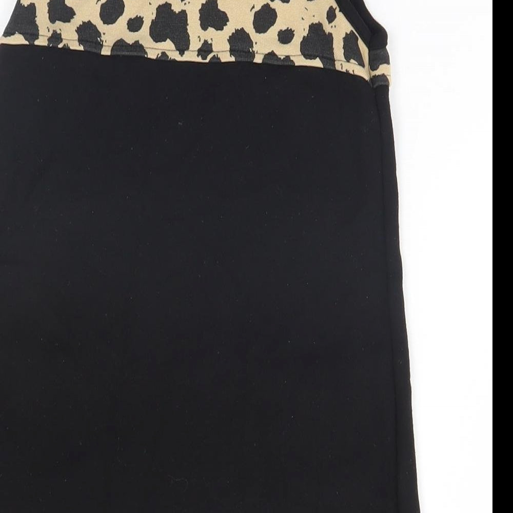 Preworn Girls Black Animal Print A-Line