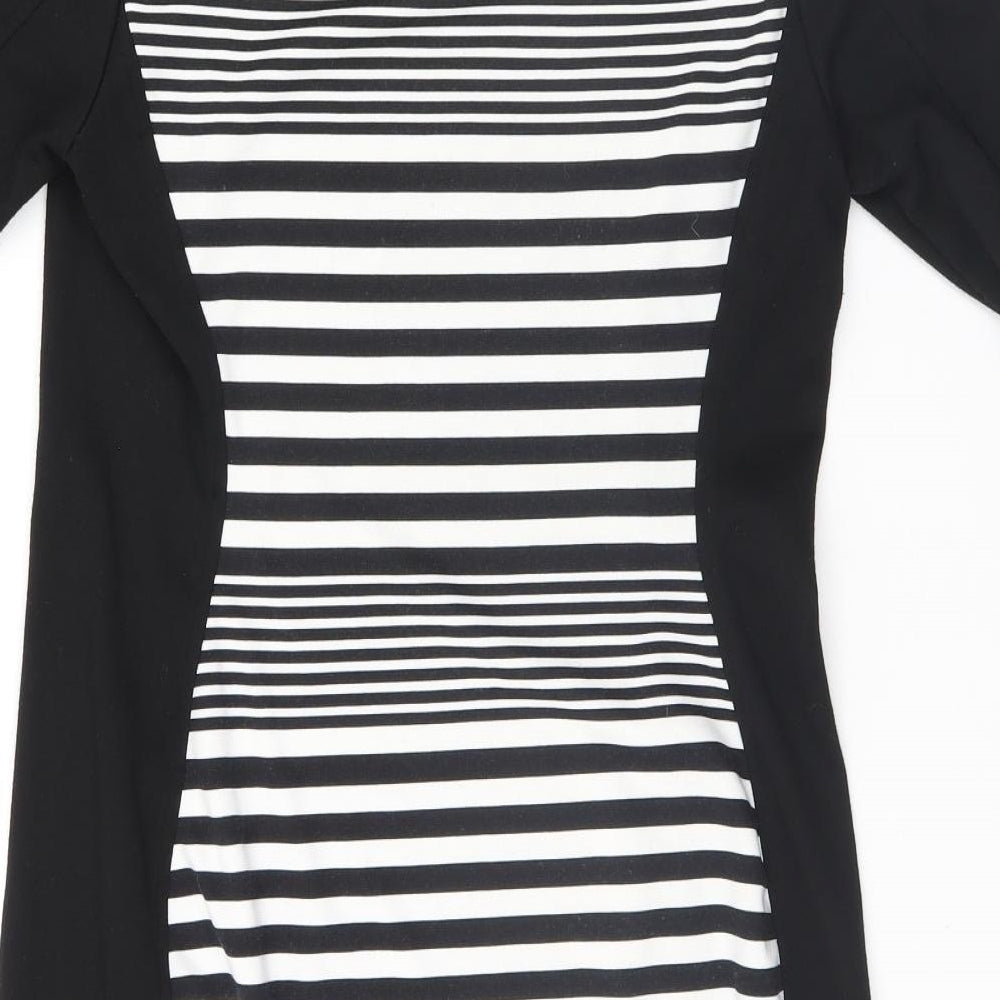 George Womens Black Striped A-Line Size 14