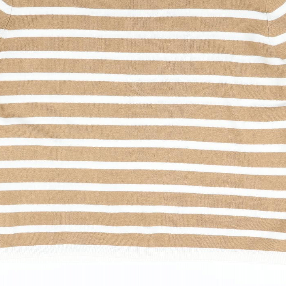 Marks & Spencer Womens Beige Striped Pullover Jumper Size 12