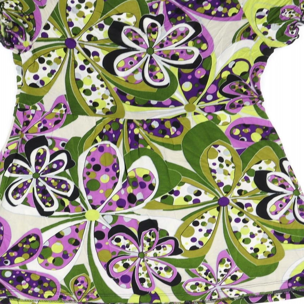 James Lakeland Womens Green Floral Basic Blouse Size M