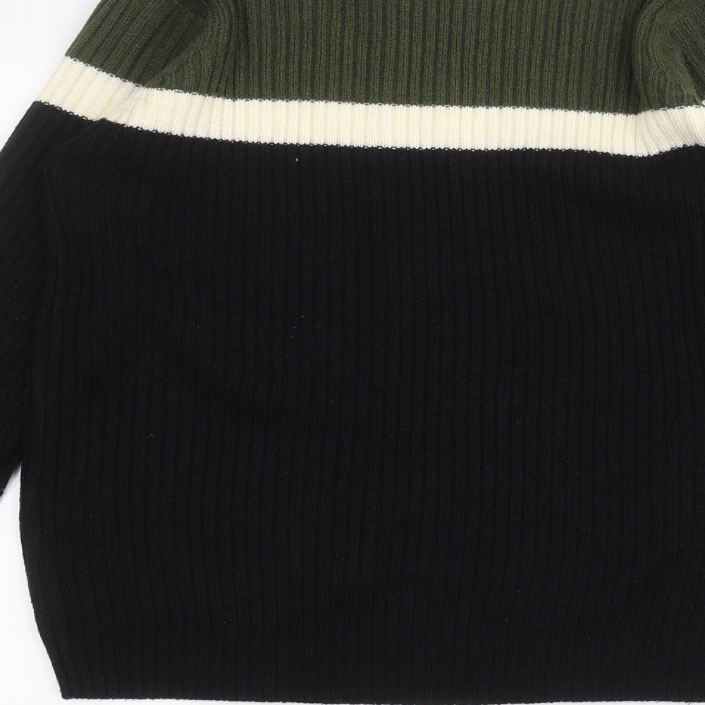 Identic Mens Black Pullover Jumper Size M
