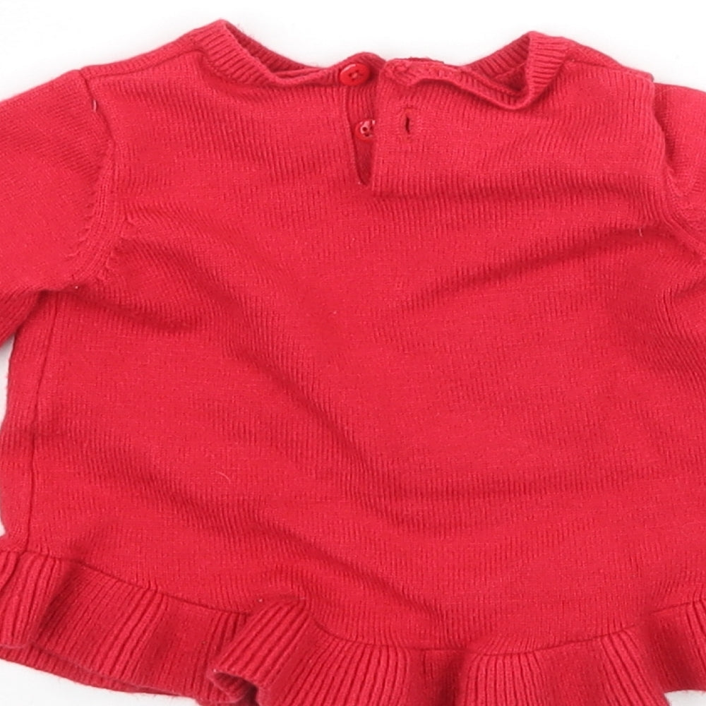 Disney Girls Red Knit Basic Casual Size 0-3 Months - Minnie Mouse