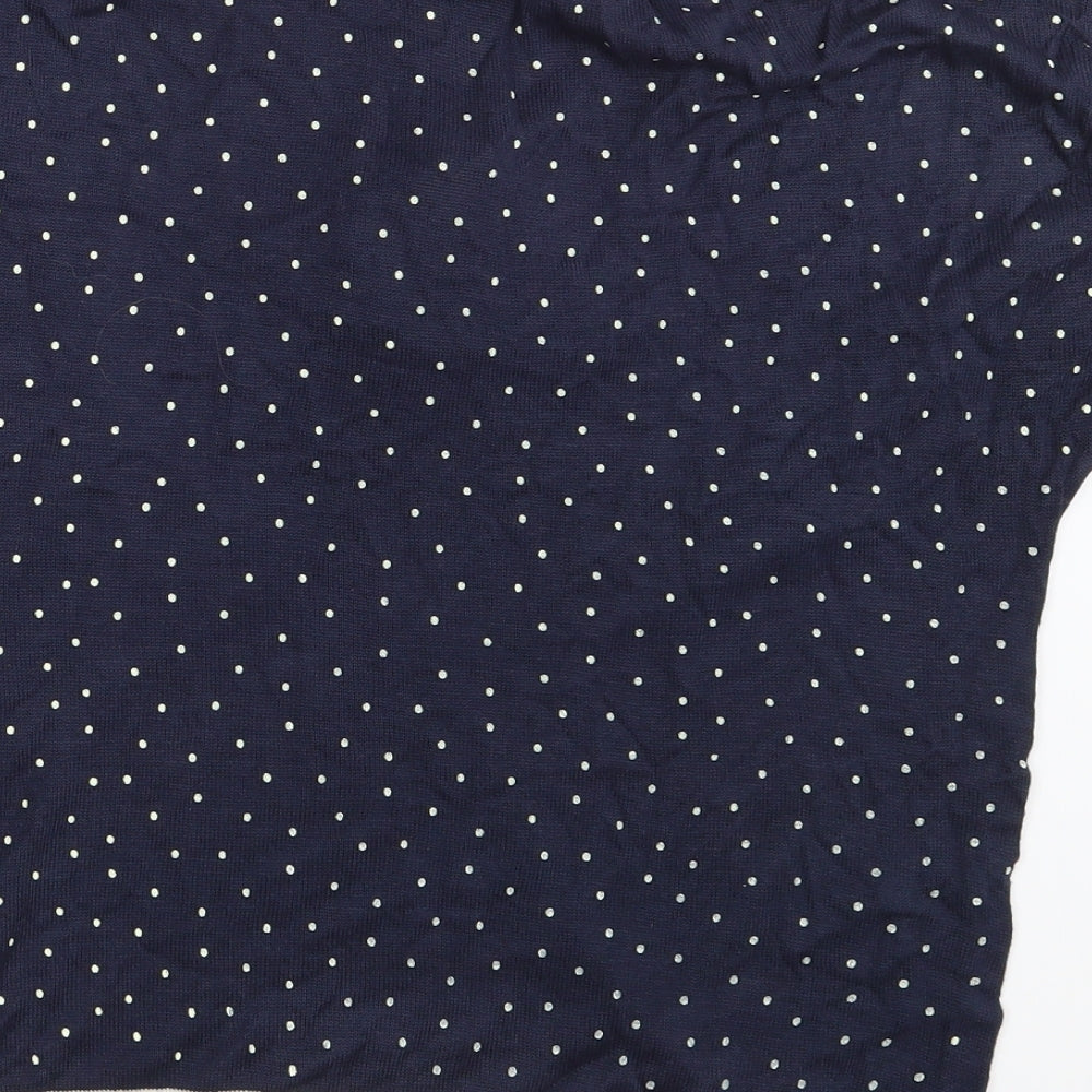 Fashion Extra Womens Blue Polka Dot Pullover Sweatshirt Size 14