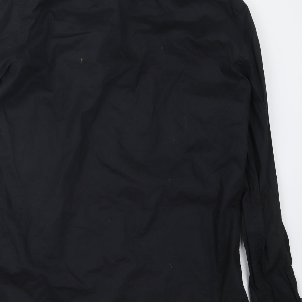 H&M Mens Black Button-Up Size L