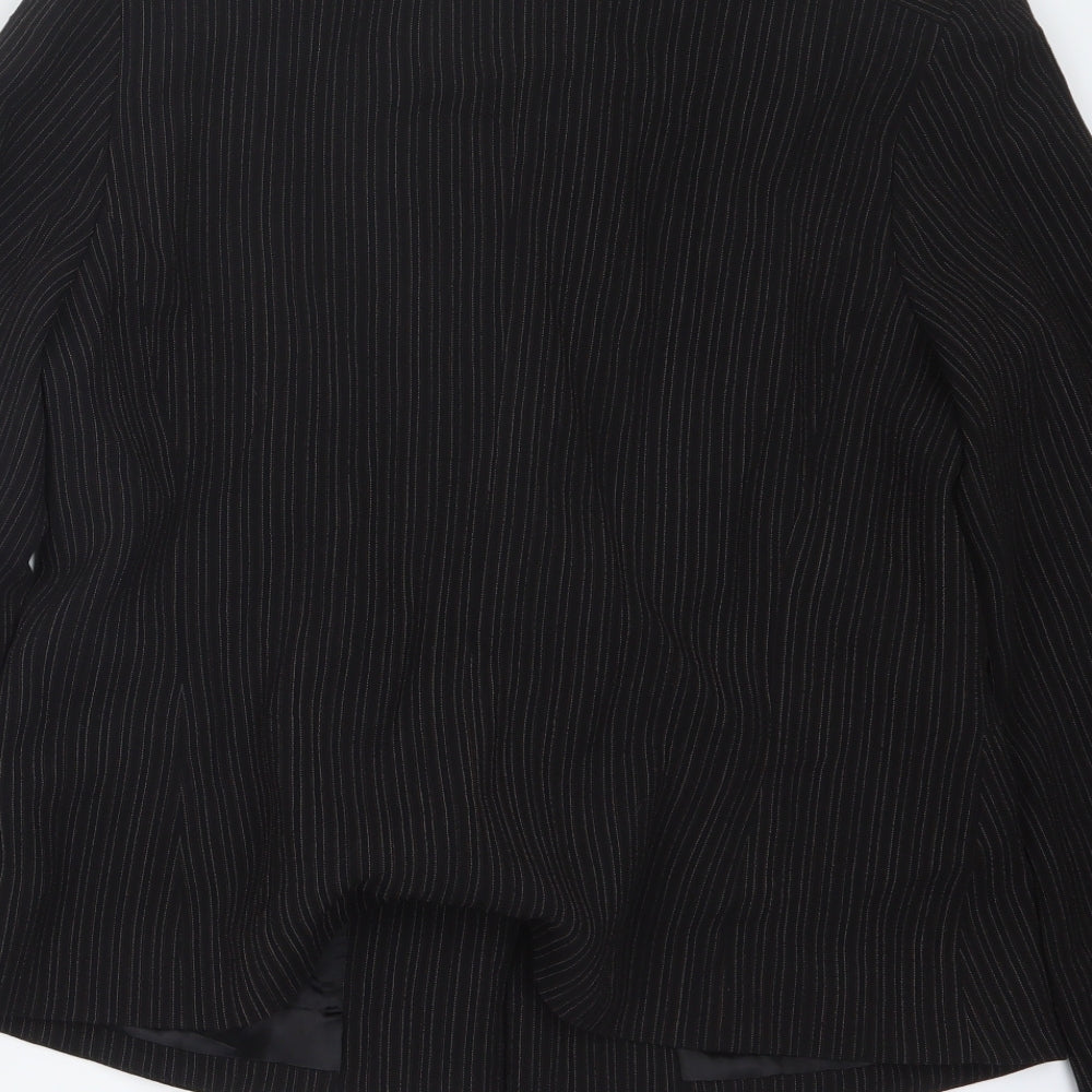 Logion Roots Womens Black Striped Jacket Size 16