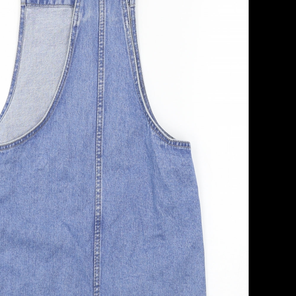 Denim & Co. Womens Blue Denim Pinafore/Dungaree Dress Size 8