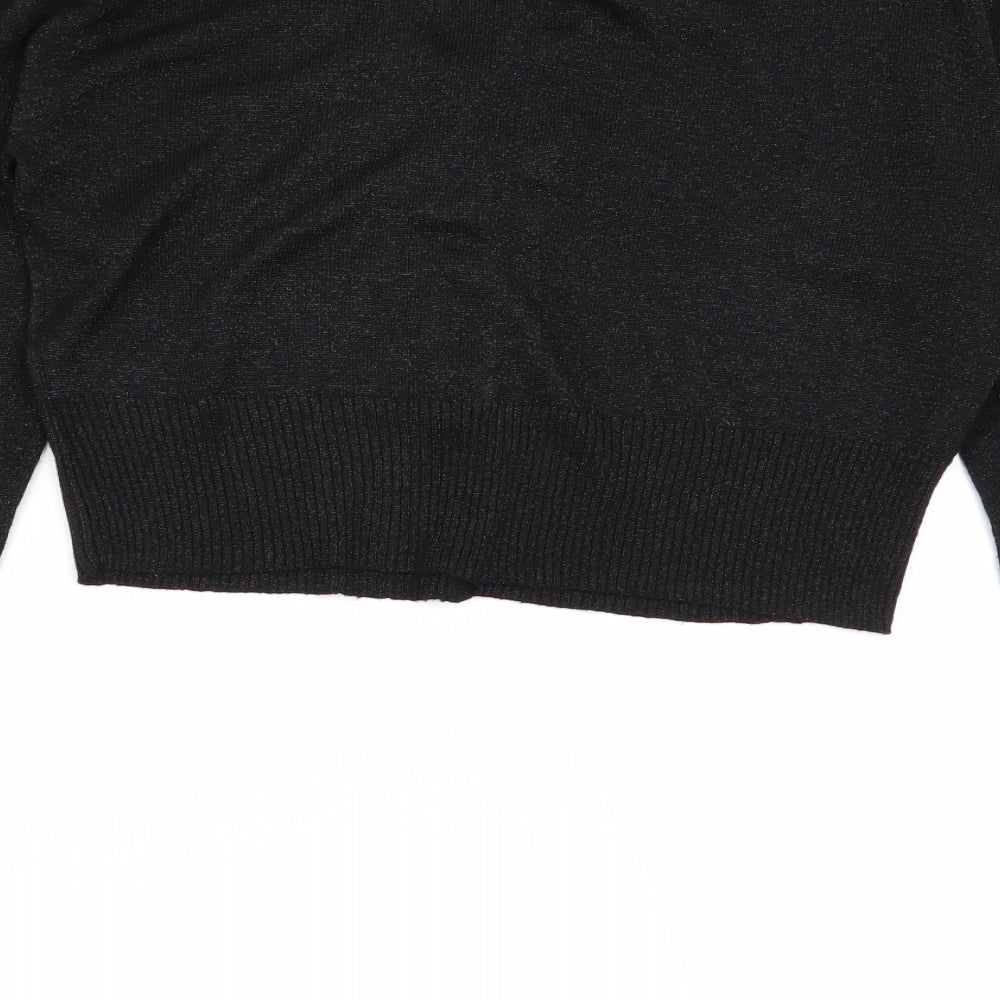 initial Womens Black Cardigan Jumper Size M