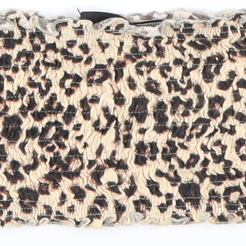 Topshop Womens Brown Animal Print Cropped T-Shirt Size 8