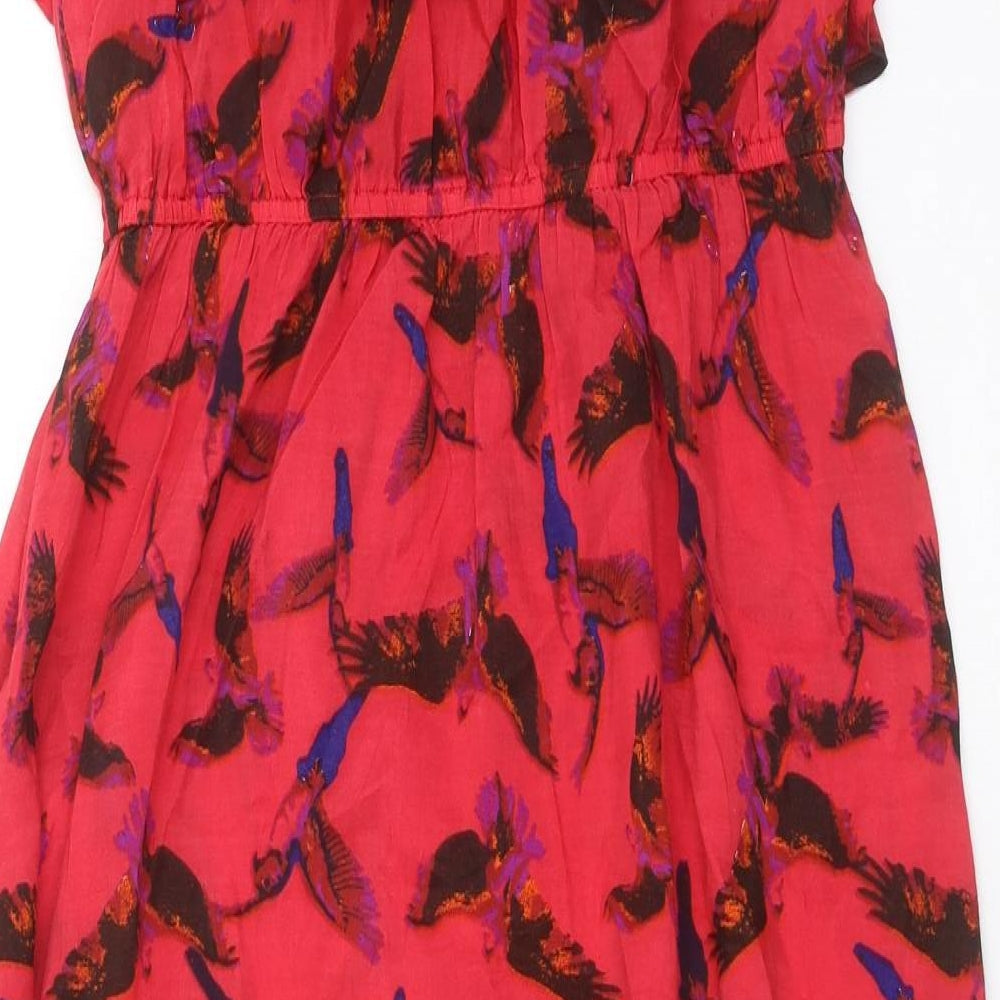 boho style Womens Red Shift Size M - Bird pattern
