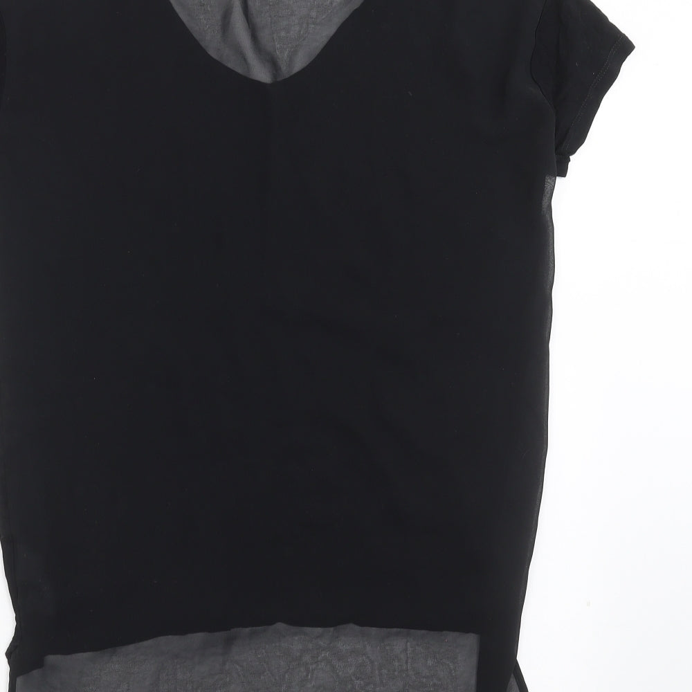 NEXT Womens Black Basic T-Shirt Size 6 - sheer