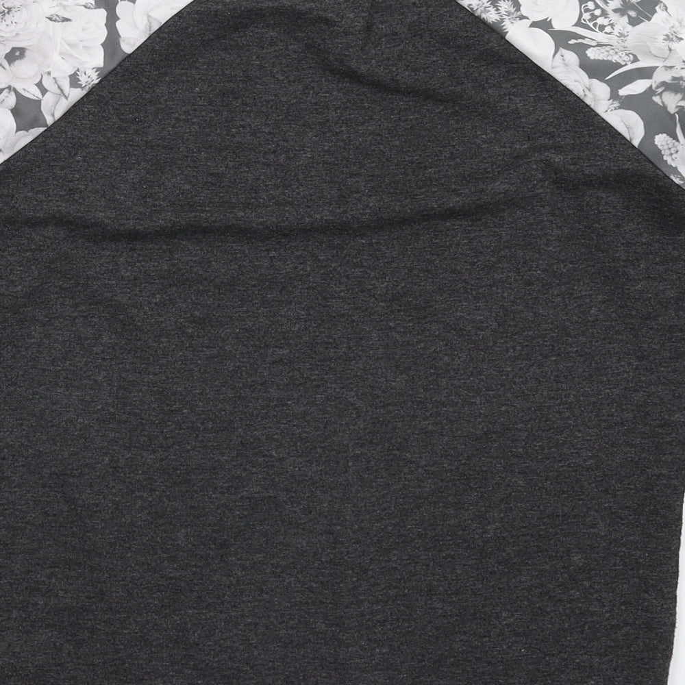 Atmosphere Womens Grey Floral Basic T-Shirt Size 4