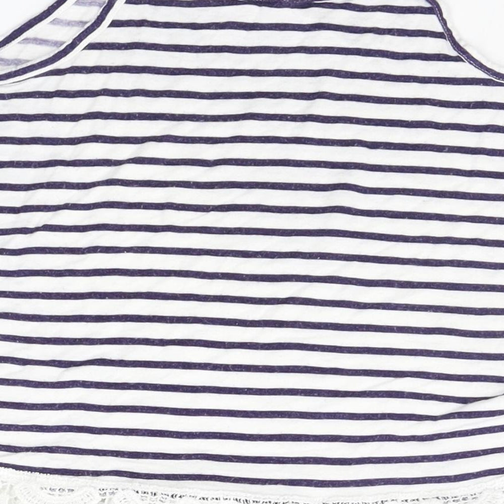 H&M Girls Blue Striped Basic T-Shirt Size 9-10 Years