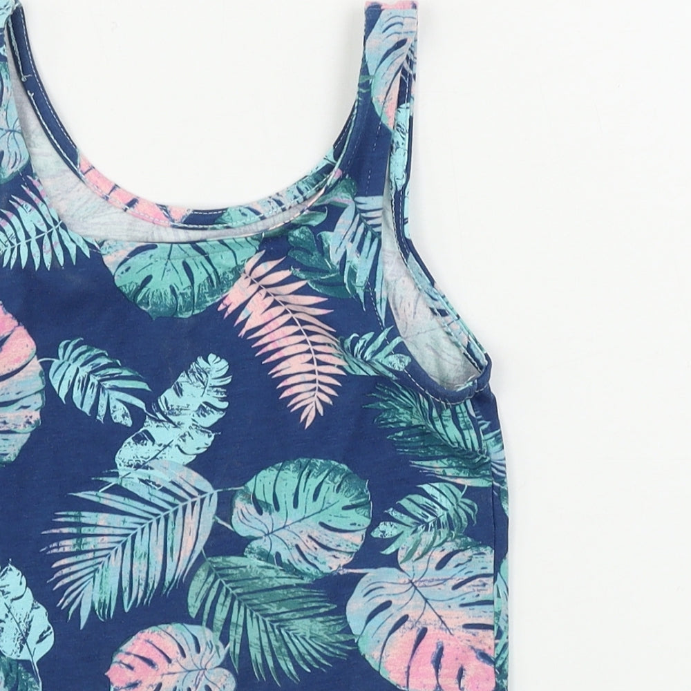 George Girls Blue Floral Basic T-Shirt Size 8-9 Years