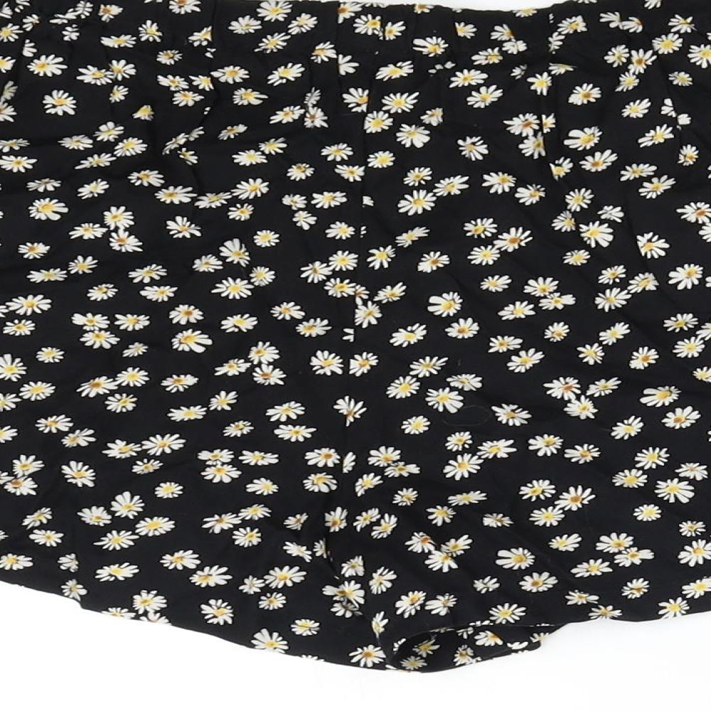 NEXT Girls Black Floral Hot Pants Shorts Size 10 Years