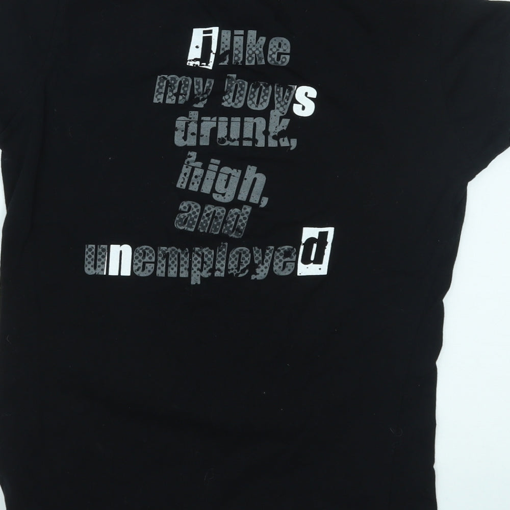 JHK Womens Black Basic T-Shirt Size M