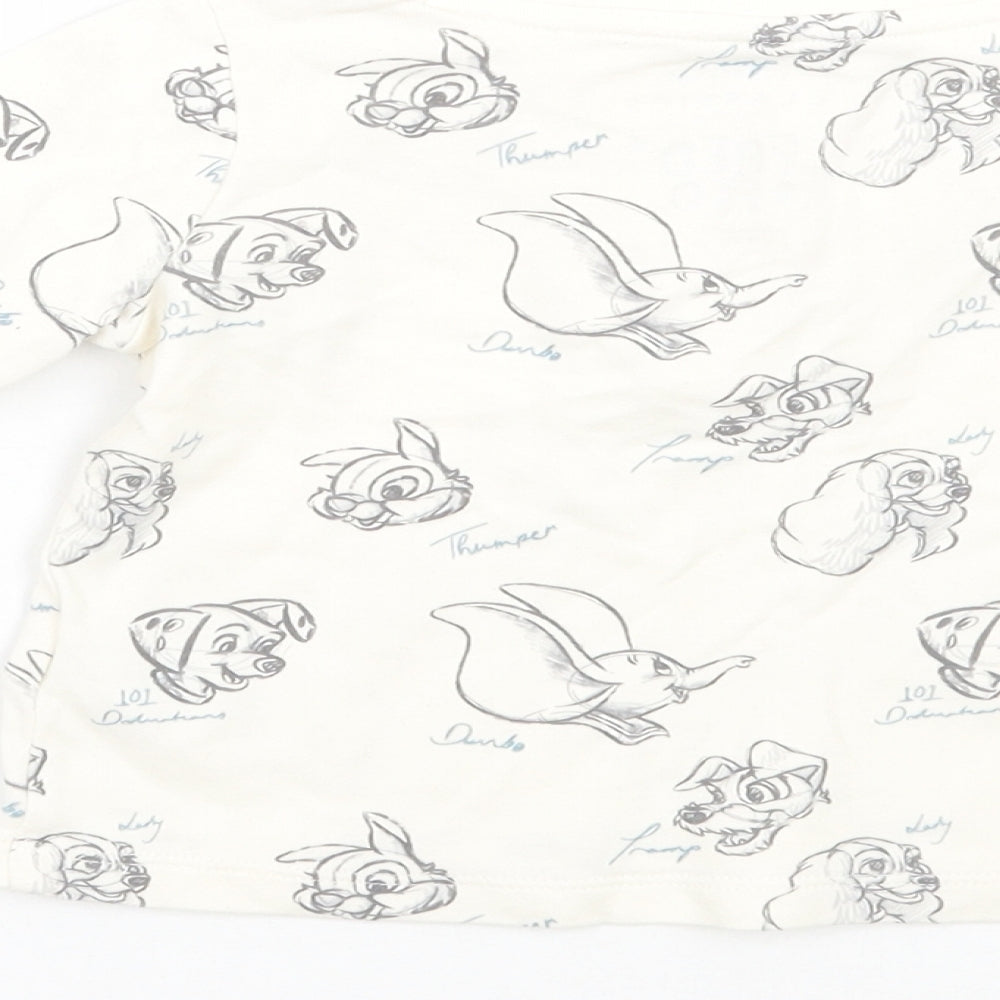 Fred & flo Girls Ivory Animal Print Basic T-Shirt Size 6-9 Months - Disney