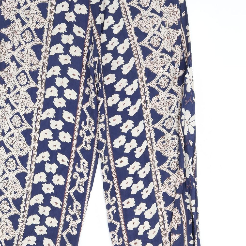 exit clothing Womens Blue Fair Isle Trousers Size S L32 in