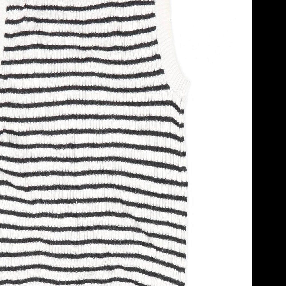 H&M Girls Black Striped Tunic Jumper Size 9-10 Years